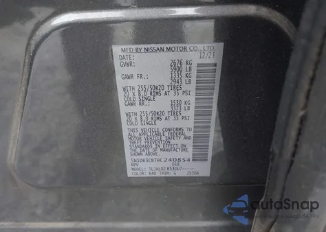 2024 Nissan Pathfinder Sl Fwd z USA, uszkodzony, nr VIN 5N1DR3CB7RC240854